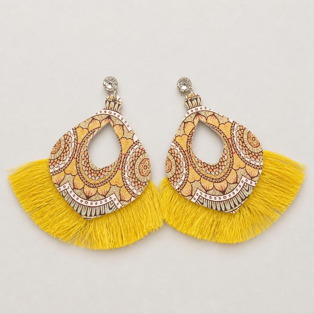 Boucle d'oreilles fantaisie Jaune
